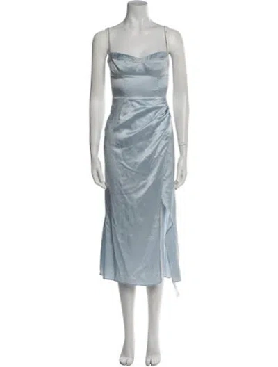 Pre-owned Reformation Silk Midi Length Dress In Blue