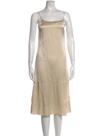 Pre-owned Reformation Silk Midi Length Dress In Neutral