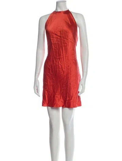 Pre-owned Reformation Silk Midi Length Dress In Orange