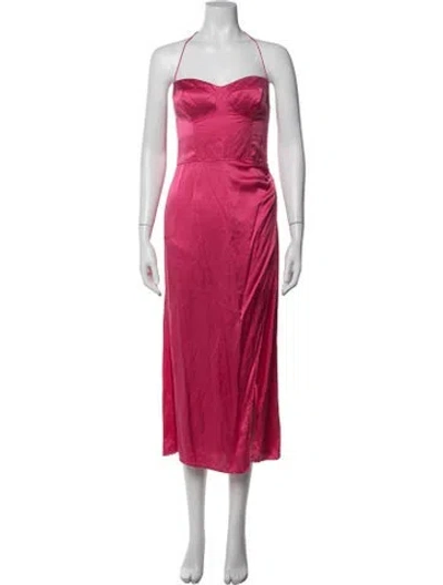 Pre-owned Reformation Silk Midi Length Dress In Pink
