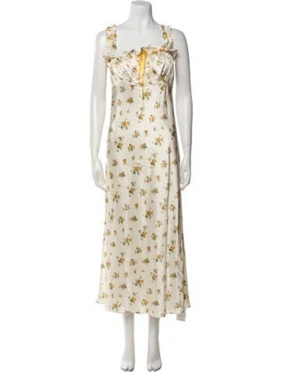 Pre-owned Reformation Silk Midi Length Dress W/ Tags In Neutral