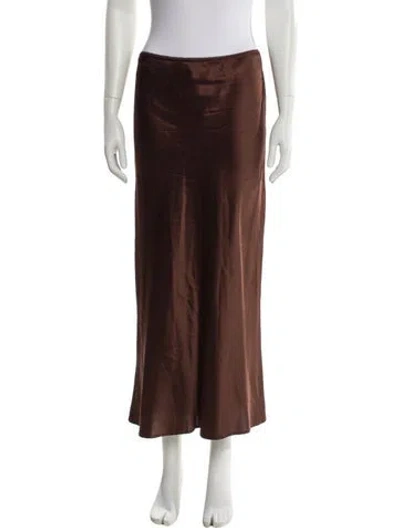 Pre-owned Reformation Silk Midi Length Skirt In Brown