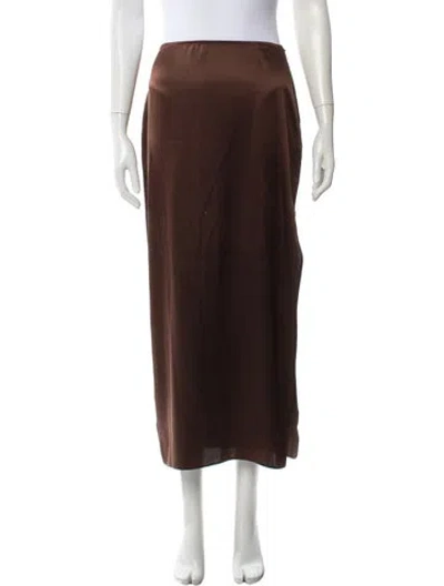 Pre-owned Reformation Silk Midi Length Skirt In Brown