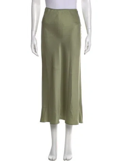 Pre-owned Reformation Silk Midi Length Skirt In Green