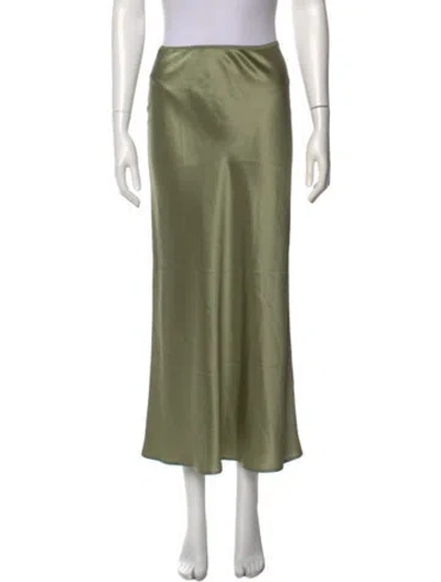 Pre-owned Reformation Silk Midi Length Skirt In Green