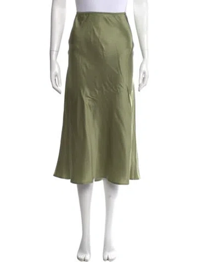 Pre-owned Reformation Silk Midi Length Skirt In Green