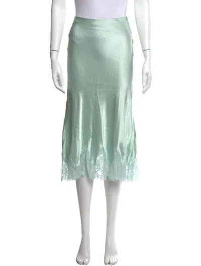 Pre-owned Reformation Silk Midi Length Skirt In Green
