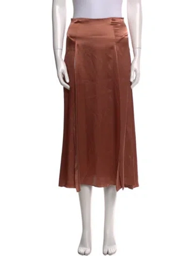 Pre-owned Reformation Silk Midi Length Skirt In Pink