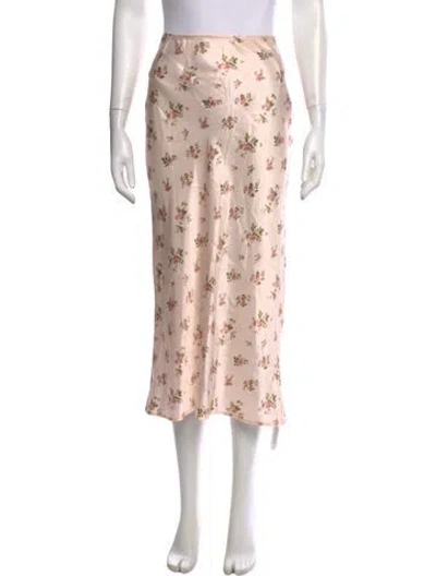 Pre-owned Reformation Silk Midi Length Skirt In Pink