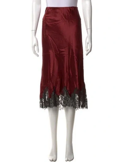 Pre-owned Reformation Silk Midi Length Skirt In Red