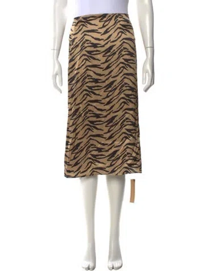 Pre-owned Reformation Silk Midi Length Skirt W/ Tags In Brown