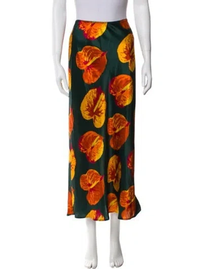Pre-owned Reformation Silk Midi Length Skirt W/ Tags In Green