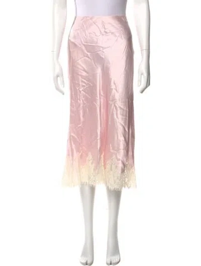 Pre-owned Reformation Silk Midi Length Skirt W/ Tags In Pink