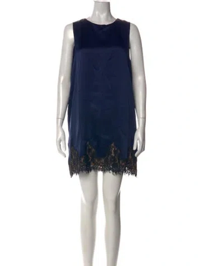 Pre-owned Reformation Silk Mini Dress In Blue