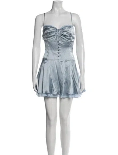 Pre-owned Reformation Silk Mini Dress In Blue