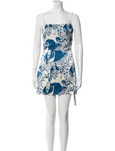 Pre-owned Reformation Silk Mini Dress In Blue/white