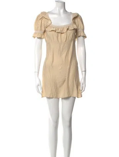Pre-owned Reformation Silk Mini Dress In Neutral