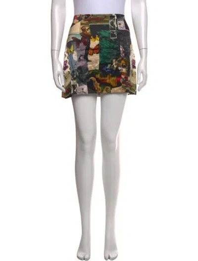 Pre-owned Reformation Silk Mini Skirt In Blue