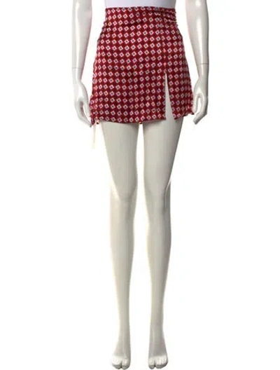 Pre-owned Reformation Silk Mini Skirt In Red