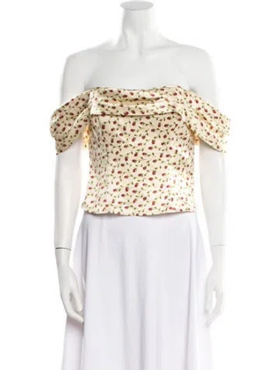 Pre-owned Reformation Silk Mock Neck Blouse In Neutral