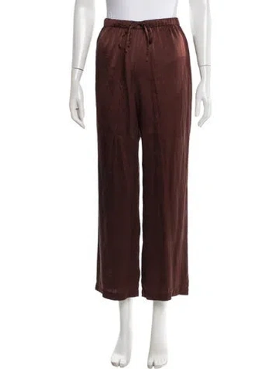 Pre-owned Reformation Silk Pleated Accents Pajamas In Brown