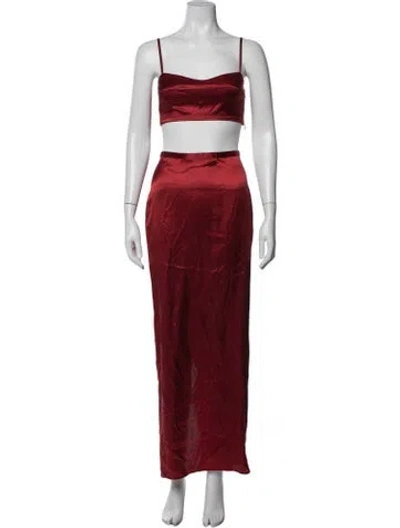 Pre-owned Reformation Silk Pleated Accents Skirt Set W/ Tags In Red