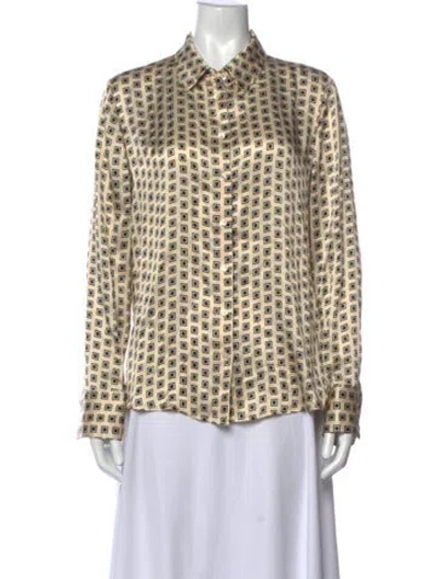 Pre-owned Reformation Silk Printed Blouse In Neutrals