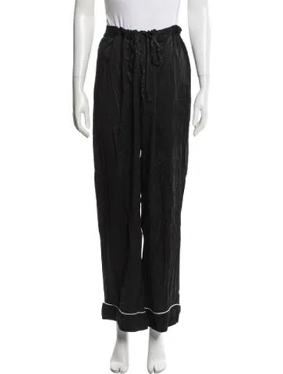 Pre-owned Reformation Silk Ruffle Embellishment Pajamas In Black