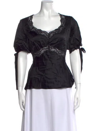 Pre-owned Reformation Silk Scoop Neck Blouse W/ Tags In Black