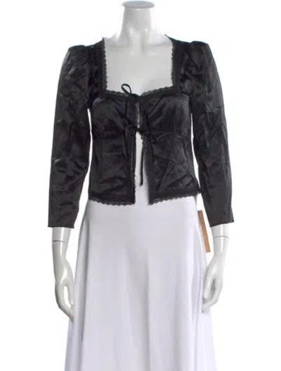 Pre-owned Reformation Silk Square Neckline Blouse In Black