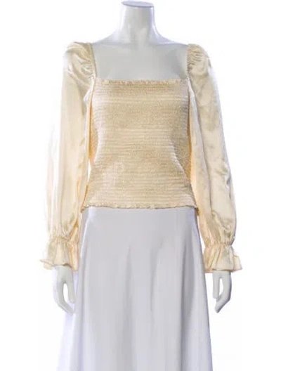 Pre-owned Reformation Silk Square Neckline Blouse In Neutral