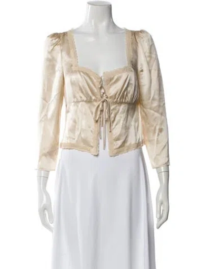 Pre-owned Reformation Silk Square Neckline Blouse In Neutral