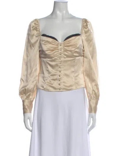 Pre-owned Reformation Silk Square Neckline Blouse In Neutral