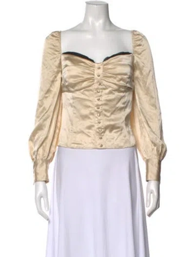 Pre-owned Reformation Silk Square Neckline Blouse In Neutral