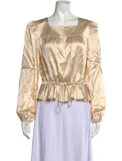 Pre-owned Reformation Silk Square Neckline Blouse In Neutrals