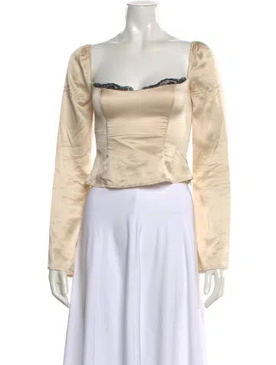 Pre-owned Reformation Silk Square Neckline Blouse In Pink