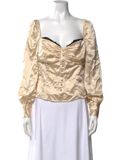 Pre-owned Reformation Silk Square Neckline Blouse W/ Tags In Neutrals