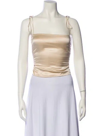 Pre-owned Reformation Silk Square Neckline Crop Top In Neutral