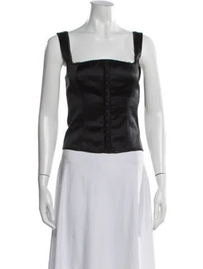 Pre-owned Reformation Silk Square Neckline Top In Black