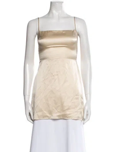 Pre-owned Reformation Silk Square Neckline Tunic In Neutral