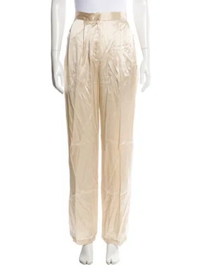 Pre-owned Reformation Silk Straight Leg Pants In Neutral
