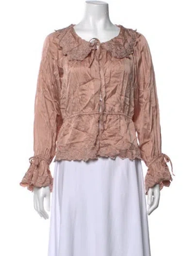 Pre-owned Reformation Silk Tie Neck Blouse In Pink