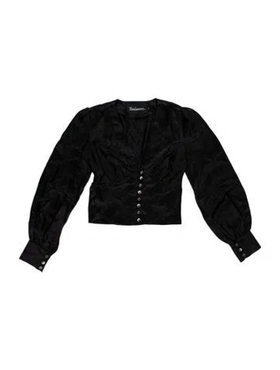 Pre-owned Reformation Silk V-neck Blouse In Black