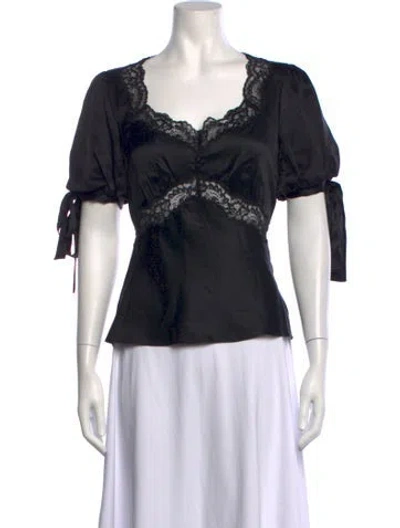 Pre-owned Reformation Silk V-neck Blouse In Black