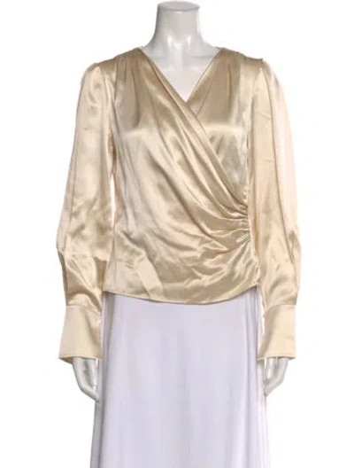 Pre-owned Reformation Silk V-neck Blouse In Neutral