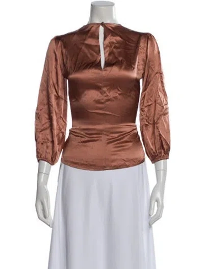 Pre-owned Reformation Silk V-neck Blouse In Pink