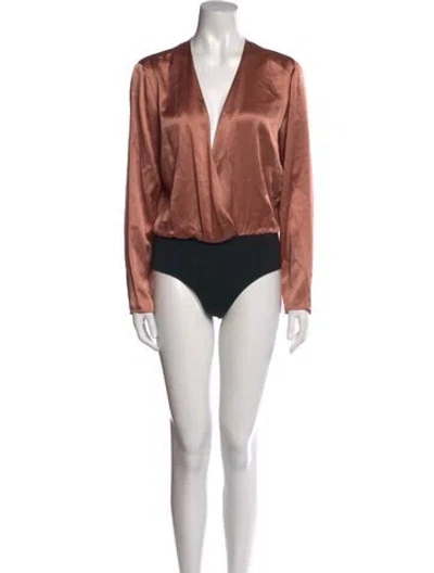 Pre-owned Reformation Silk V-neck Bodysuit In Multi