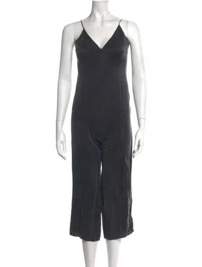 Pre-owned Reformation Silk V-neck Jumpsuit In Gray