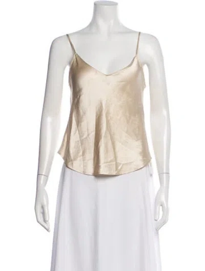 Pre-owned Reformation Silk V-neck Top In Neutrals