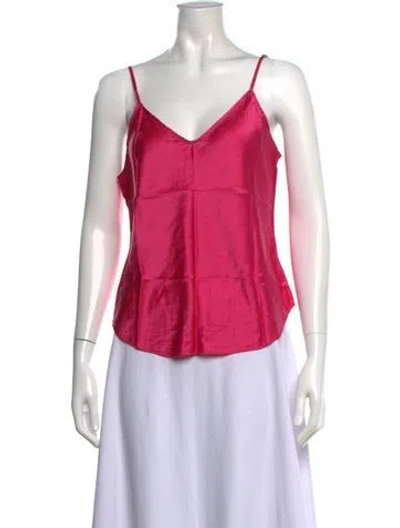 Pre-owned Reformation Silk V-neck Top In Pink